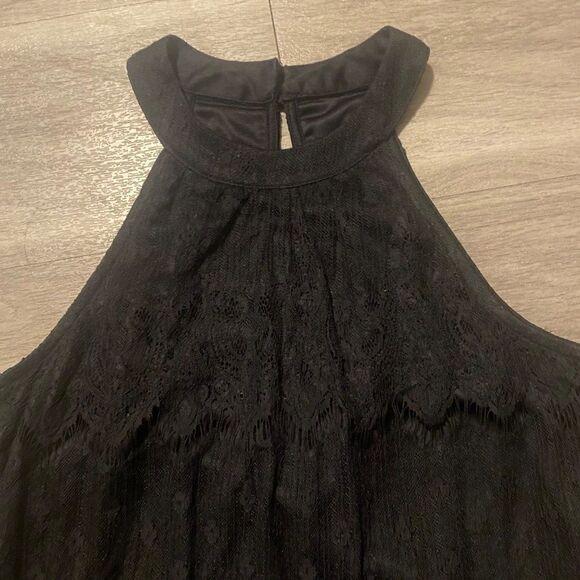 ASTR black lack sleeveless halter mini dress size small - Picture 2 of 9